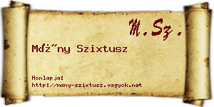 Mány Szixtusz névjegykártya